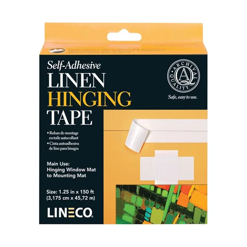 Lineco - Cinta adhesiva de lino para bisagras. Sin ácido, pH neutro. 1,25 pulgadas X 45,7 metros. Cinta confiable para bisagras, tablas, montaje,