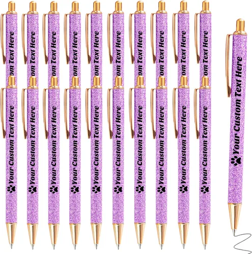 Miniatura 62 de 10 bolígrafos personalizados con purpurina, bolígrafos impresos personalizados a granel, bolígrafos retráctiles de tinta negra para graduación