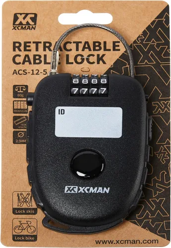 XCMAN Candado de snowboard con cerradura de esquí de 30 pulgadas, cerraduras de esquí retráctil, cable de bloqueo de snowboard, cerraduras de