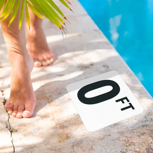 Miniatura 4 de Marcador adhesivo de vinilo de profundidad de piscina, 6 x 6 pulgadas, marcador de piscina antideslizante, fabricado en Estados Unidos