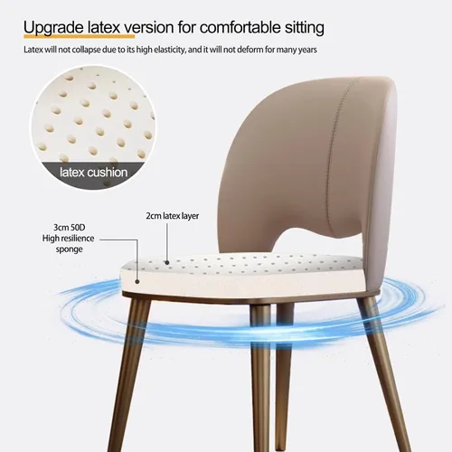 Miniatura 5 de Sillas de comedor de cocina, sillas de comedor curvadas de piel sintética, silla sin brazos con patas de metal, silla de sala de estar para hoteles