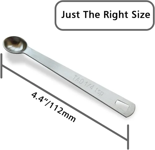 Miniatura 2 de 2 piezas 1/4 cucharadita (1/4 tsp, 1.25 ml, Tad) Cuchara de medición única pequeña, pequeñas cucharas de medida de acero inoxidable individuales