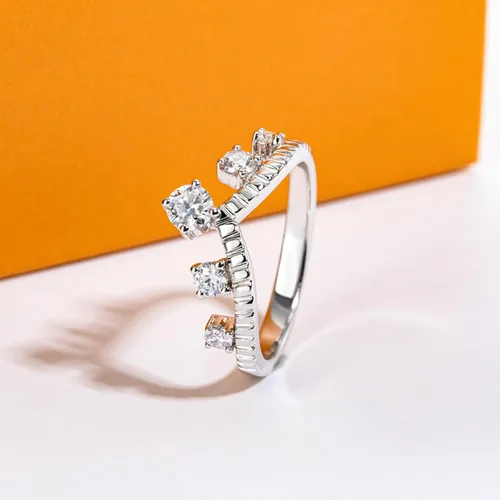 Miniatura 3 de Anillos de eternidad de moissanita, anillos de boda, color D, claridad VVS1, redondo, corte brillante, plata de ley 925, 56 piedras, anillos