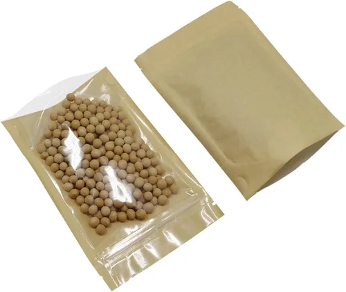 Miniatura 3 de PABCK 50 Piezas Bolsas de Papel Kraft Marrón con Frente Transparente de Pie Herméticas 3.9x5.9 pulgadas para Almacenamiento de Alimentos