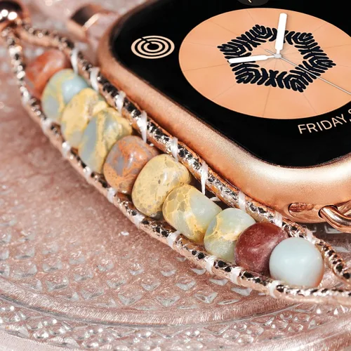 Miniatura 2 de Correa de reloj bohemia con cuentas compatible con Apple Watch Band para mujer de 1.496 pulgadas, 1.575 pulgadas, 1.614 pulgadas, compatible