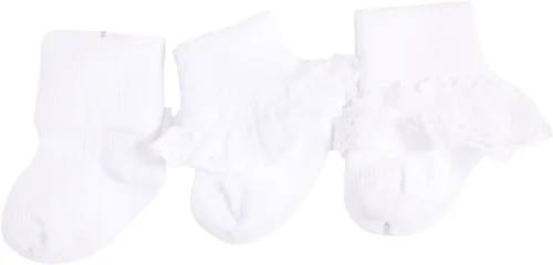 Miniatura 4 de Calcetines para bebé niña con ojales de triple encaje con volantes, calcetines de puño giratorio 235 pares de calcetines de tobillo para recién