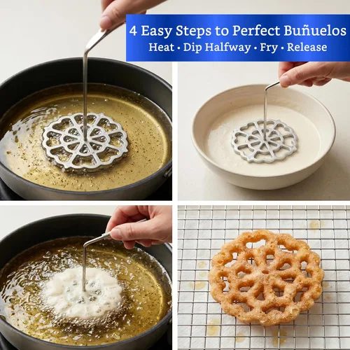 Miniatura 4 de Molde para bunuelos con mango (aluminio fundido de 4.7 pulgadas) + molde de flan con tapa (8.2 x 3.2 pulgadas) - Molde para Buñuelos de Viento