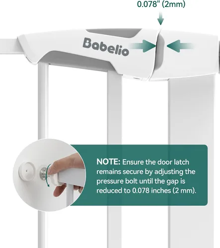 Miniatura 9 de Babelio Puerta de bebé mejorada de 36 pulgadas de alto con puerta para gato, puerta de perro duradera de 29 a 43 pulgadas de cierre automático