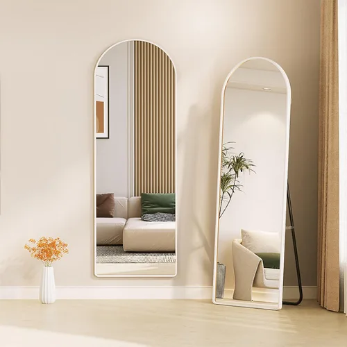 Miniatura 6 de Espejo arqueado de longitud completa con soporte, espejo de cuerpo completo montado en la pared, espejo de tocador para dormitorio, de pie