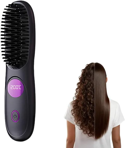 Go Brush 2026 - Cepillo alisador portátil inalámbrico para viajes, cepillos alisadores de cabello recargables por USB con pantalla LED para mujeres