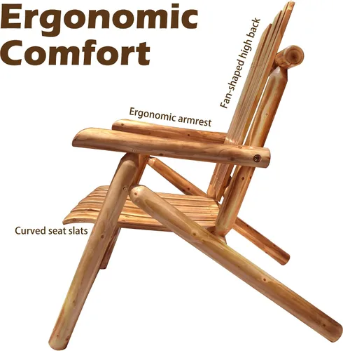 Miniatura 5 de Anraja Silla Adirondack de madera para exteriores, muebles de troncos de madera, porche, patio, exterior, asiento rústico, interior, césped, salón