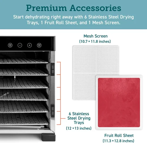 Miniatura 5 de Cosori Accesorios para deshidratador de alimentos, solo para 6 bandejas CP267-FD, sin BPA, C267-2ST, hojas de acero inoxidable, paquete de 2