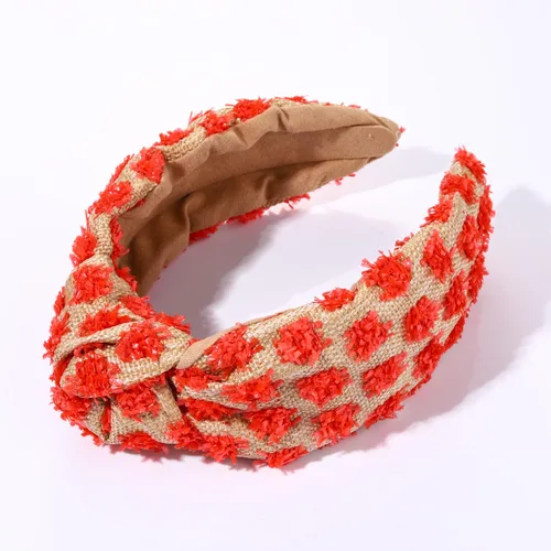 Miniatura 2 de ZITULRY Diademas anudadas de rafia para mujer, boho, pajilla, con nudo superior, banda para el pelo, con pompón tejido de ratán, aro de pelo