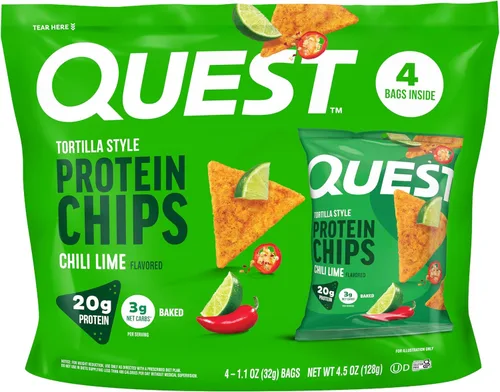 Miniatura 26 de Quest Tortilla Style - Paquete variado de chips de proteína, chile lima, queso nacho, tacos cargados, 12