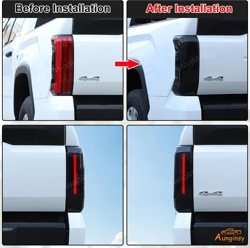 Miniatura 4 de Aunginsy Cubierta de luz trasera de automóvil compatible con Toyota Tundra 2022-2026, cubierta de carcasa de luz trasera ahumada, cubierta