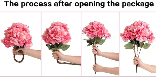 Miniatura 5 de Paquete de 2 flores de hortensias artificiales blancas, 10 cabezas de seda falsas para el hogar, boda, fiesta, centro de mesa, decoración de mesa