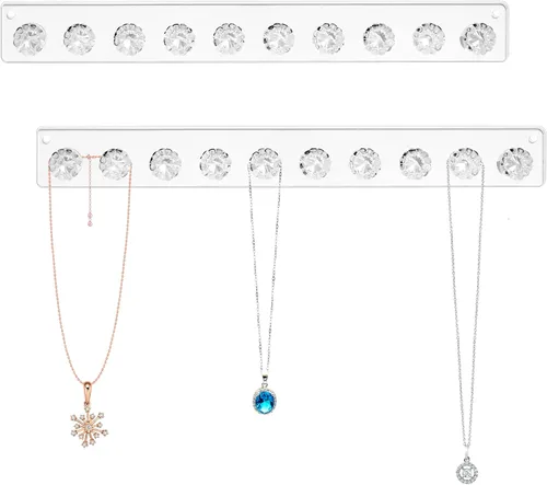 Zreal Soporte para collar, colgador de collar de acrílico, organizador de joyas de pared con 10 ganchos de joyería en forma de concha (paquete de 2