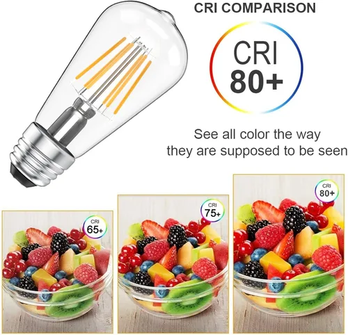 Miniatura 7 de Ralbay Bombillas LED Edison ST48 vintage equivalentes a 60 vatios, paquete de 6, luz blanca natural brillante de 4500 K, bombillas de filamento LED