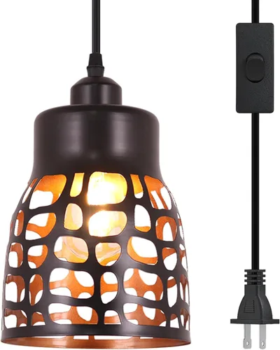 baunoisk Lámpara colgante industrial vintage lámpara colgante retro casa de campo lámpara colgante de techo negro metal creativo geométrico diamante