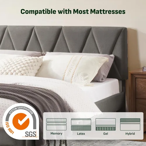 Miniatura 5 de Estructura de cama Queen todo en uno ajustable de Softa con cabecera tapizada y 2 cajones de almacenamiento, cama eléctrica con control remoto