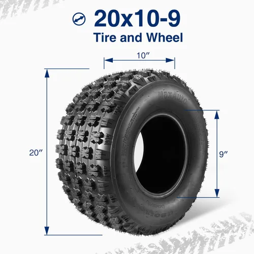 Miniatura 5 de MaxAuto ATV Sport Quad - Juego de 2 neumáticos traseros de 20 x 10-9 de 4 capas, repuesto de neumáticos sin cámara para 400ex TRX 450r, Raptor 660