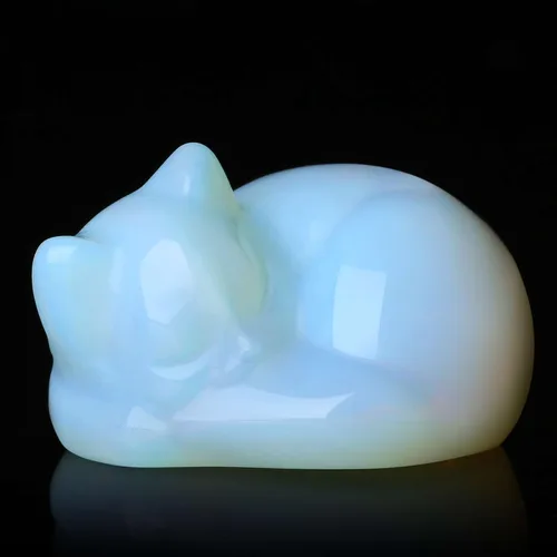 Miniatura 8 de LAIDANLA Estatua de gato dormido de obsidiana negra, cristales curativos tallados a mano, bonita escultura de figura de gatito de 1.6 pulgadas