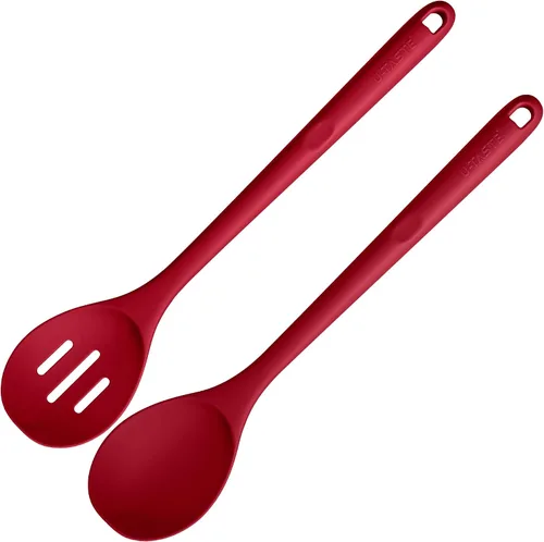 Miniatura 18 de Cuchara ranurada resistente al calor de 600ºF: U-Taste - Cuchara de cocina sólida de cocina de 13.3 pulgadas, utensilio de goma antiadherente de (4)