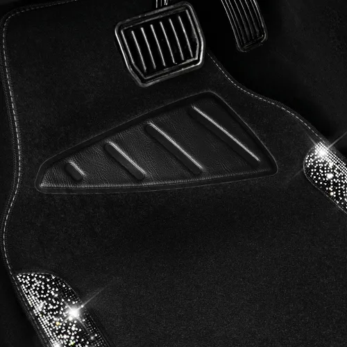 Miniatura 2 de CAR PASS - Alfombras de coche con diamantes brillantes, alfombrillas de suelo de diamantes de imitación con purpurina brillante con almohadilla