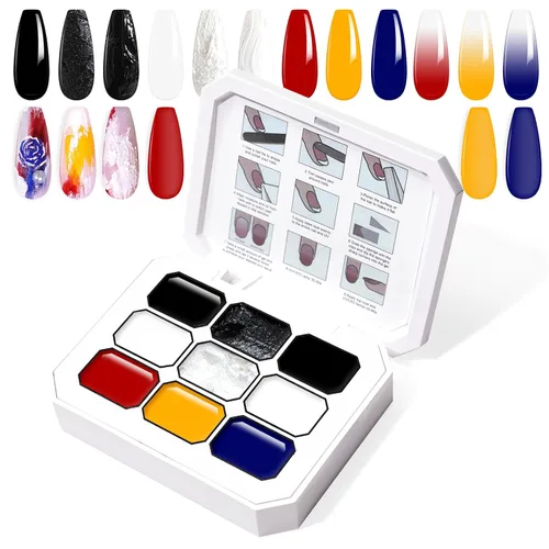 Miniatura 36 de Juego de esmaltes de gel con gradiente, 9 colores ombre, esmalte de gel para uñas rojo, marrón, azul claro, rosa, esponjado para pigmento, Pat Aura