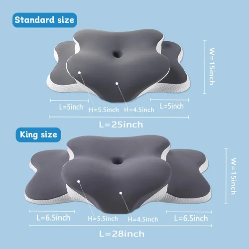Miniatura 2 de Almohada Ergo para aliviar la apnea del sueño, el dolor de cuello y los ronquidos Almohada cervical para aliviar el dolor de cuello Espuma Gris