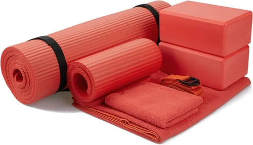 Miniatura 12 de BalanceFrom 7-Piece Yoga Set with 71x24x0.5 Inches Extra Thick Mat and Carrying Sling – Includes 2 Blocks, Stretch Strap, 2 Towels, and Knee Pad for