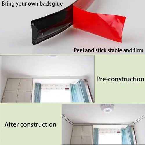 Miniatura 6 de Moldeado flexible de un cuarto redondo autoadhesivo, tira impermeable para calafatear para bordes de pared, bordes de techos, borde de gabinete