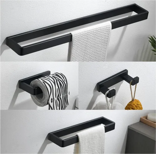 Miniatura 9 de YACVCL Juego de accesorios de baño de 4 piezas de níquel cepillado Juego de barra de toalla de baño de acero inoxidable premium Soportes de toalla