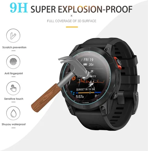 Miniatura 4 de Suoman Paquete de 4 protectores de pantalla para Garmin Fenix 7 de 1.850 in, [antiarañazos] 2.5D 9H dureza ultra fina vidrio templado película