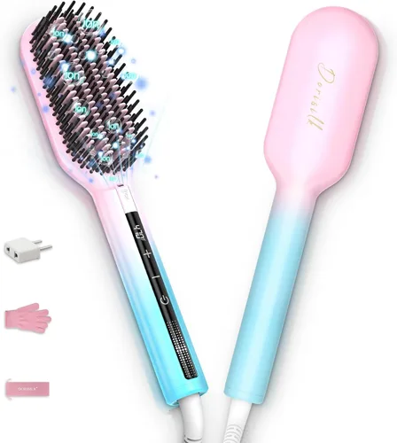 DORISILK Cepillo alisador de pelo iónico, 470 ℉, cepillo alisador térmico de alta temperatura para mujeres, cabello fino y grueso, peine alisador