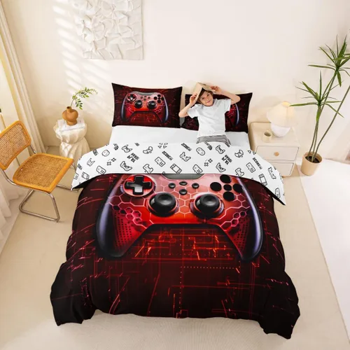 Miniatura 25 de Funda de edredón Happy Camping, juego de ropa de cama con temática de cámper para niños, funda de edredón de estilo rústico para decoración