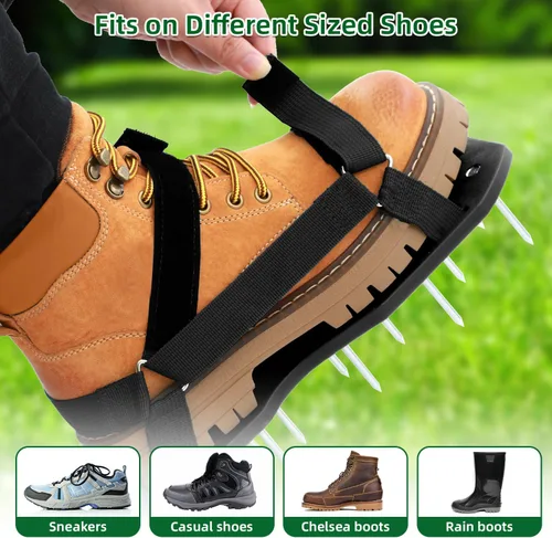 Miniatura 9 de Ohuhu Zapatos aireadores de césped con pala de acero inoxidable, zapato de aireación de instalación libre con correas de gancho y bucle, sandalias
