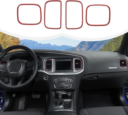 Hoolcar Cubierta de Moldura de Ventilación del Panel de CA de Control Central del Aire Acondicionado para Dodge Charger 2011-2020, Fibra de Carbono