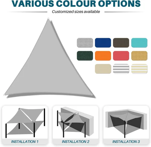 Miniatura 5 de Coarbor Toldo tipo vela de 2 x 2 x 2 pies, para exteriores, resistente, triangular, tela para patio, jardín, terraza, pérgola (beige)