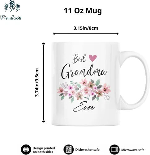 Miniatura 6 de Vivulla68 Mejor Taza de Café para la Mejor Abuela - Regalo Divertido Para Abuelas, Grammy, Abuelita, Nana, Gigi, Mimi, Mamaw - Regalo Genial Para