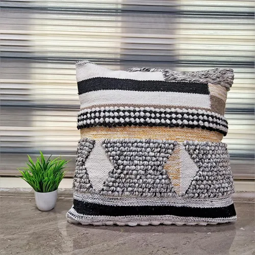 Miniatura 9 de Trade Star Funda de almohada Kilim de 100% algodón, estilo bohemio, copetudo, funda de almohada del suroeste, funda de cojín decorativa tejida a