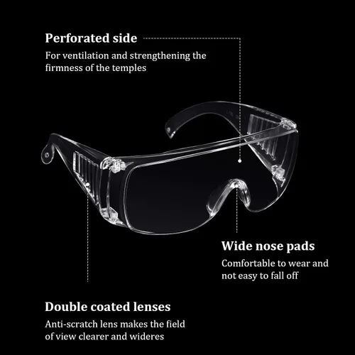 Miniatura 7 de Frienda 6 pares de anteojos de seguridad transparentes para usar sobre lentes, gafas transparentes, antivaho y arañazos, protección ocular
