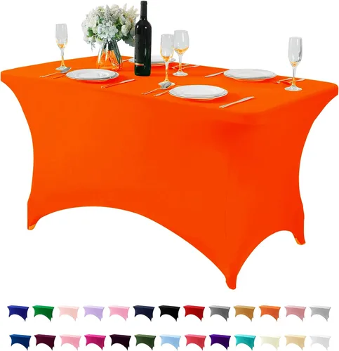 Miniatura 92 de Mantel de elastano para mesas de 4, 6 u 8 pies, mantel elástico universal ajustable para fiestas, banquetes, bodas y eventos - Verde manzana