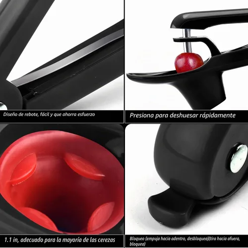 Miniatura 4 de Cherry Pitter, Brighoot - Herramienta de acero inoxidable para descorazonador de cerezas con diseño de cerradura para hacer mermelada de cereza