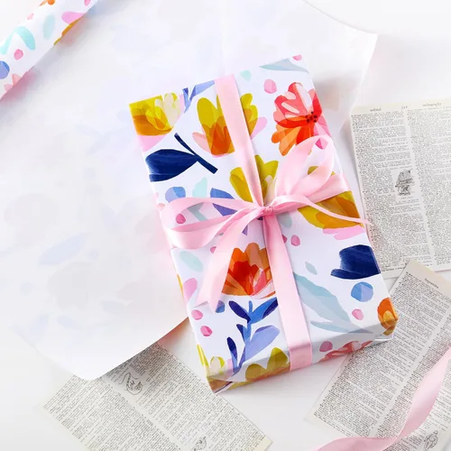 Miniatura 4 de Miss DuiDui Foral - Rollos de papel de regalo, 17 pulgadas x 32.8 pies, multicolor, diseño de flores de acuarela para cumpleaños, despedida