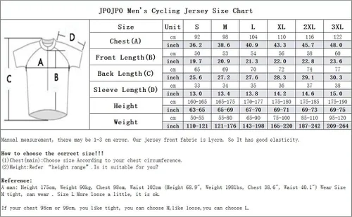 Miniatura 3 de JPOJPO Racing Cycling Jersey Hombre Bike Tops S-3XL - Poliéster, cremallera reflectante, 4 bolsillos, jp3135