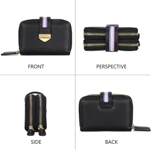 Miniatura 2 de Cartera de tarjetas para mujer con protección RFID de hasta 24 ranuras para tarjetas Negro Cartera RFID