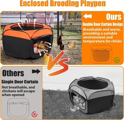 Miniatura 8 de Caja de criadores de pollitos, caja de criador de doble puerta mejorada para kit de iniciación de pollitos, suministros de corral de pollo para Caja