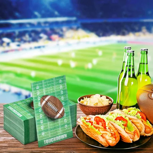 Miniatura 4 de Fuutreo 200 servilletas de fiesta de fútbol de 2 capas para invitados de fútbol, desechables, toalla de mano para el día del juego, suministros