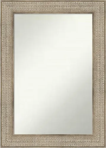 Miniatura 421 de Amanti Art Espejo de baño plateado para sobre fregadero, 26 x 26 pulgadas, espejo cuadrado de níquel pulido, marco de madera tradicional mediano, se